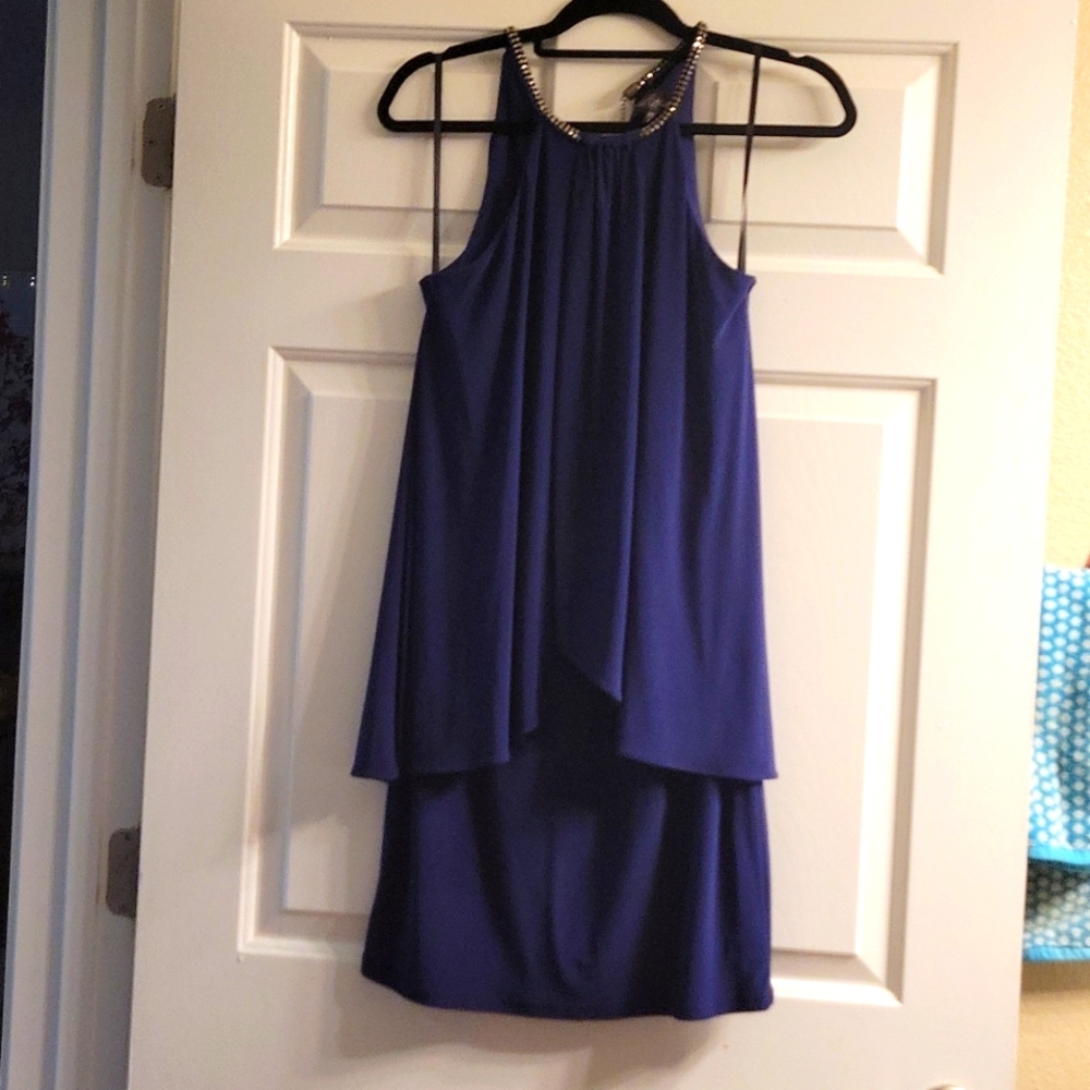 Betsy & Adam Navy Halter Dress
